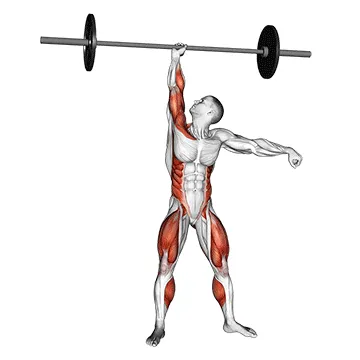 Animated demonstration: barbell one arm snatch — target delts