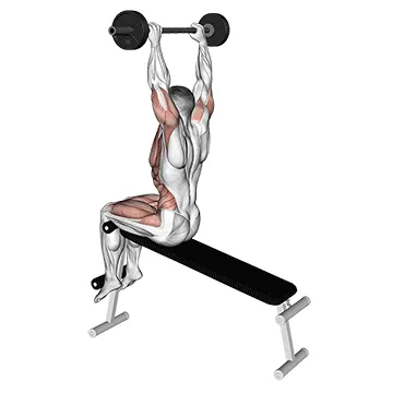 Animated demonstration: barbell press sit-up — target abs