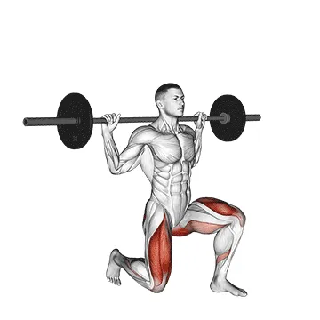 Animated demonstration: barbell rear lunge — target glutes
