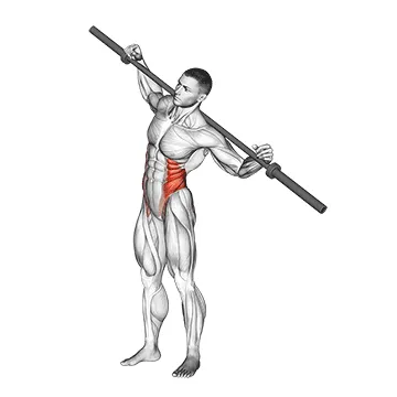 Animated demonstration: barbell side bent v. 2 — target abs
