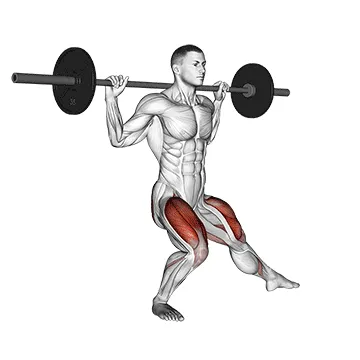 Animated demonstration: barbell side split squat — target quads