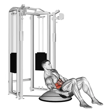 Animated demonstration: cable side bend crunch (bosu ball) — target abs