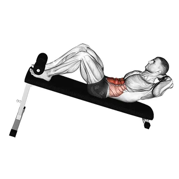 Animated demonstration: decline crunch — target abs