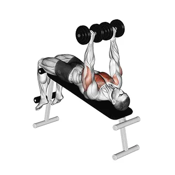 Animated demonstration: dumbbell decline bench press — target pectorals