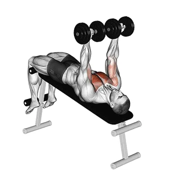 Animated demonstration: dumbbell decline twist fly — target pectorals
