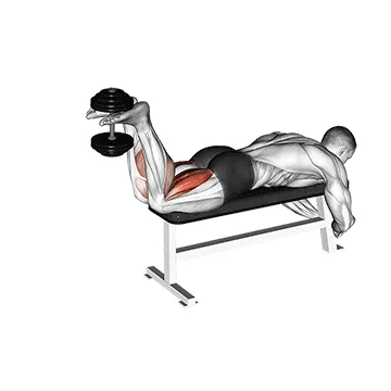 Animated demonstration: dumbbell lying femoral — target hamstrings