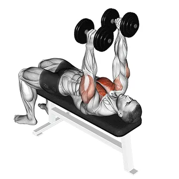 Animated demonstration: dumbbell lying hammer press — target pectorals