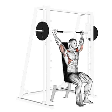 Animated demonstration: smith behind neck press — target delts
