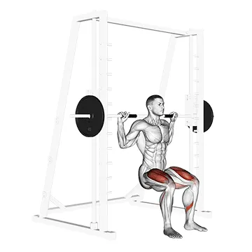 Animated demonstration: smith chair squat — target quads