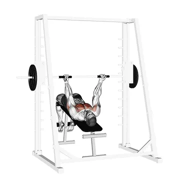 Animated demonstration: smith decline reverse-grip press — target pectorals