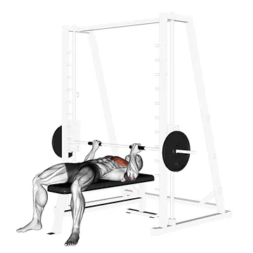 Animated demonstration: smith reverse-grip press — target pectorals