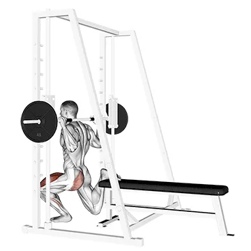 Animated demonstration: smith single leg split squat — target quads