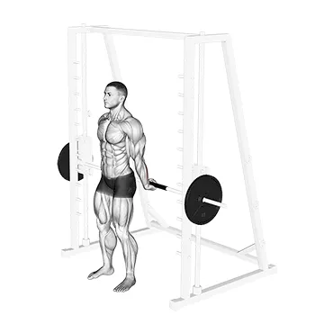 Animated demonstration: smith standing back wrist curl — target forearms