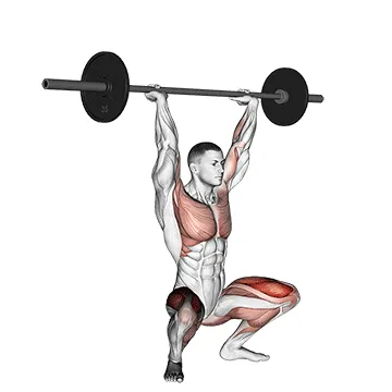 Animated demonstration: squat jerk — target quads