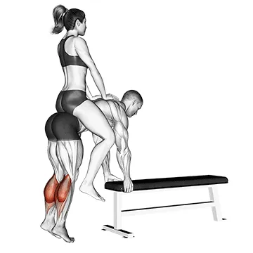 Animated demonstration: weighted donkey calf raise — target calves