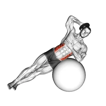 Animated demonstration: weighted side bend (on stability ball) — target abs