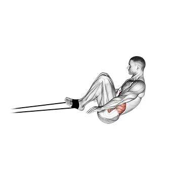 Animated demonstration: band jack knife sit-up — target abs