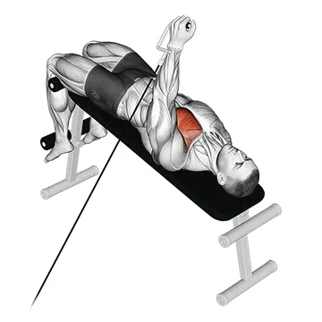 Animated demonstration: cable one arm decline chest fly — target pectorals