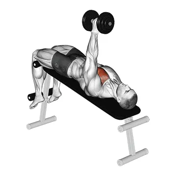Animated demonstration: dumbbell decline one arm fly — target pectorals