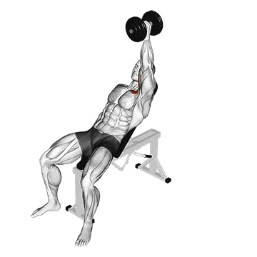 Animated demonstration: dumbbell incline one arm fly — target pectorals