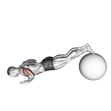 Animated demonstration: exercise ball pike push up — target pectorals
