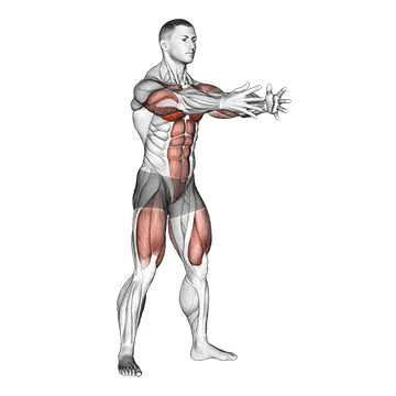 Animated demonstration: medicine ball chest push from 3 point stance — target pectorals
