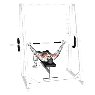 Animated demonstration: smith wide grip bench press — target pectorals