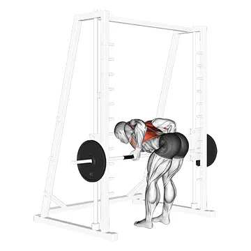 Animated demonstration: smith reverse grip bent over row — target upper back
