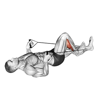 Animated demonstration: calf stretch with rope — target calves