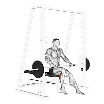 Animated demonstration: smith seated one leg calf raise — target calves