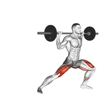 Animated demonstration: barbell lateral lunge — target glutes