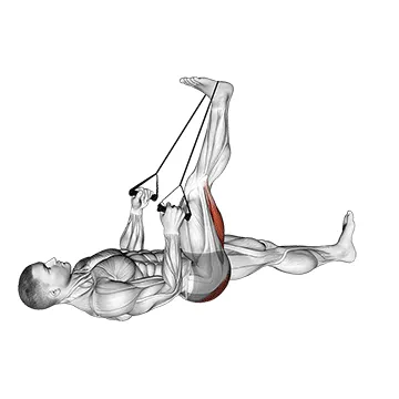Animated demonstration: reclining big toe pose with rope — target hamstrings