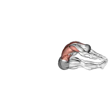 Animated demonstration: arms overhead full sit-up (male) — target abs