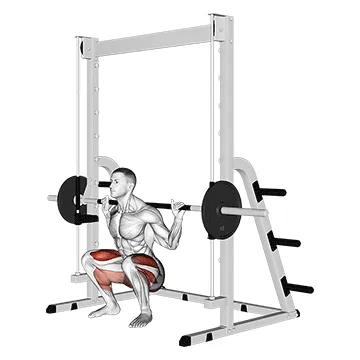 Animated demonstration: smith full squat — target glutes