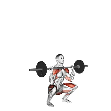 Animated demonstration: barbell thruster — target delts