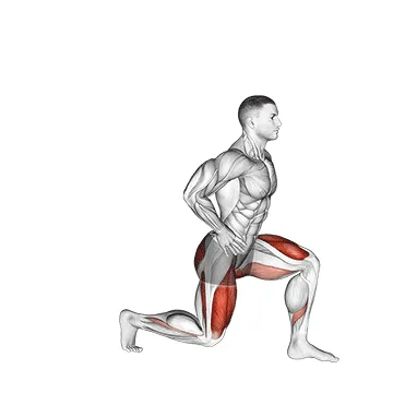 Animated demonstration: forward lunge (male) — target glutes
