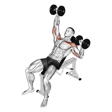 Animated demonstration: dumbbell incline alternate press — target pectorals