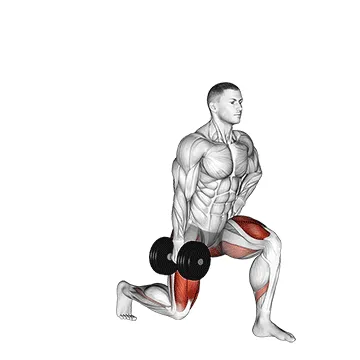 Animated demonstration: dumbbell contralateral forward lunge — target glutes