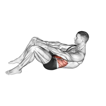 Animated demonstration: knee touch crunch — target abs
