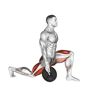 Animated demonstration: weighted stretch lunge — target glutes
