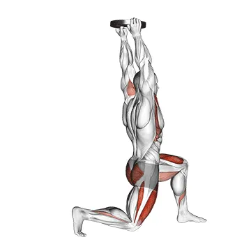 Animated demonstration: weighted lunge with swing — target glutes